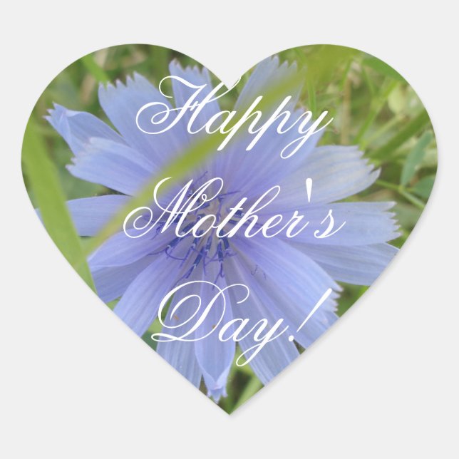 Happy Mother's Day Elegant  Purple Flower Floral Heart Sticker (Front)