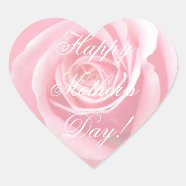 Happy Mother's Day Elegant Soft Pink Roses Floral Heart Sticker (Front)