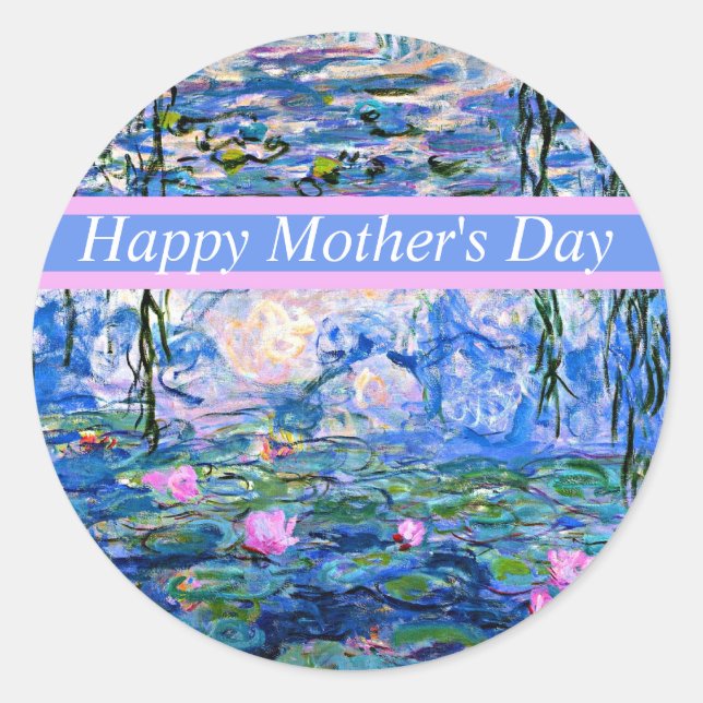 Happy Mother's Day, famous Monet artwork, Classic Round Sticker (Front)
