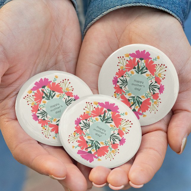 Happy mother's day floral 6 cm round badge (Creator Uploaded)