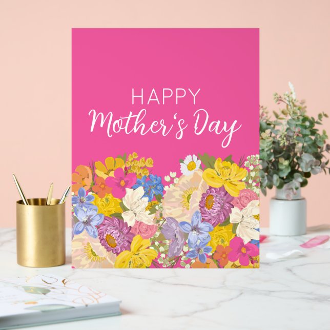 Happy Mother's Day Floral Blooms  Acrylic Sign (Wedding)
