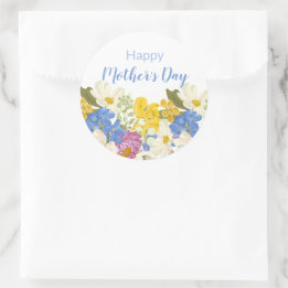 Happy Mother's Day Floral Blooms Classic Round Sticker