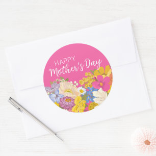 Happy Mother's Day Floral Blooms  Classic Round Sticker