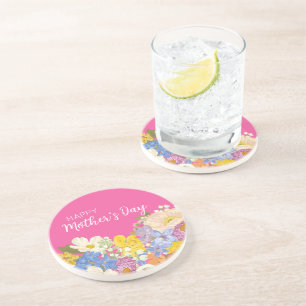 Happy Mother's Day Floral Blooms Coaster
