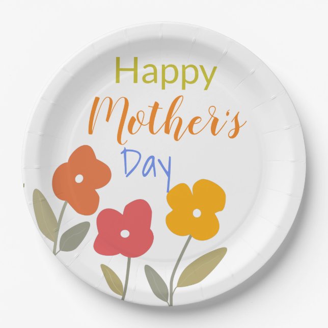 Happy Mother's Day Floral Blooms  Napkins Paper Plate (Front)