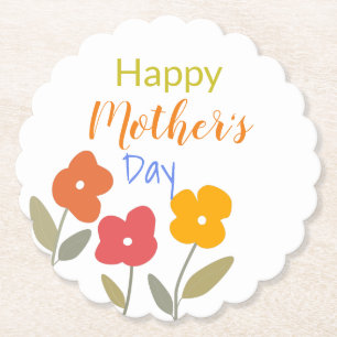 Happy Mother's Day Floral Blooms   Paper Coaster