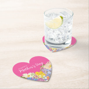 Happy Mother's Day Floral Blooms Paper Coaster