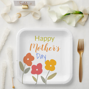 Happy Mother's Day Floral Blooms   Paper Plate