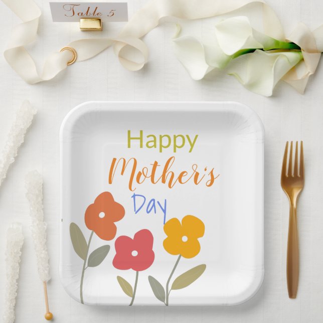 Happy Mother's Day Floral Blooms   Paper Plate (Wedding)