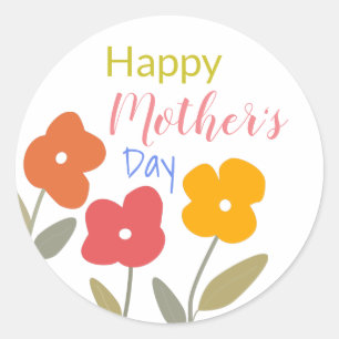 Happy Mother's Day Floral Blooms Paper Plate Classic Round Sticker
