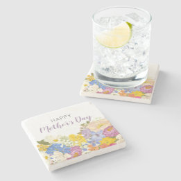 Happy Mother's Day Floral Blooms Stone Coaster