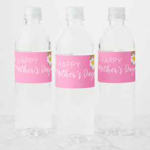 Happy Mother's Day Floral Blooms Water Bottle Label