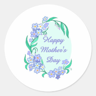 Happy Mother's Day Floral Border - Customise Classic Round Sticker