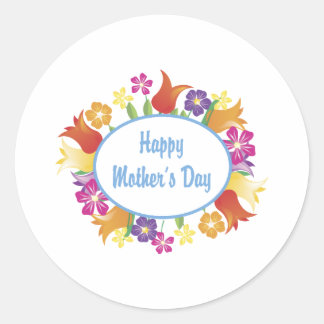 Happy Mother's Day Floral Border Gifts and Tees Classic Round Sticker