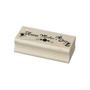 Happy Mother's Day Floral & Butterfly Rubber Stamp
