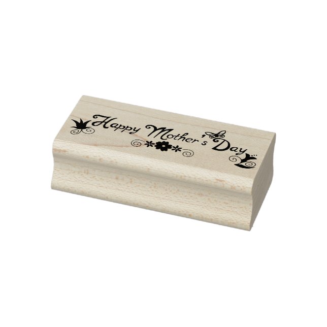 Happy Mother's Day Floral & Butterfly Rubber Stamp (Stamp)