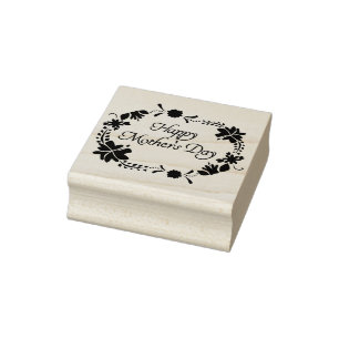 Happy Mother's Day Floral Circle Rubber Stamp