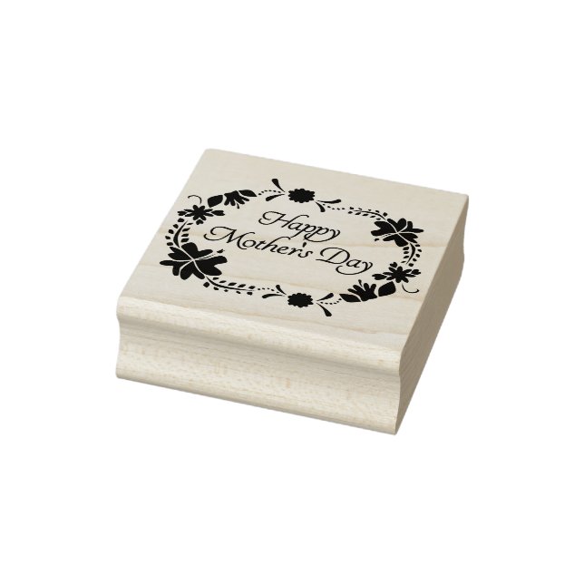 Happy Mother's Day Floral Circle Rubber Stamp (Stamp)