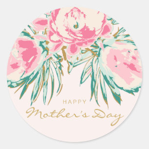 Happy Mother's Day Floral Classic Round Sticker