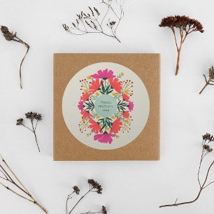 Happy mother's day floral classic round sticker