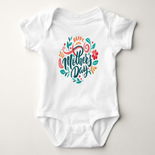 Happy Mother's Day Floral Design-63754 Button Baby Bodysuit