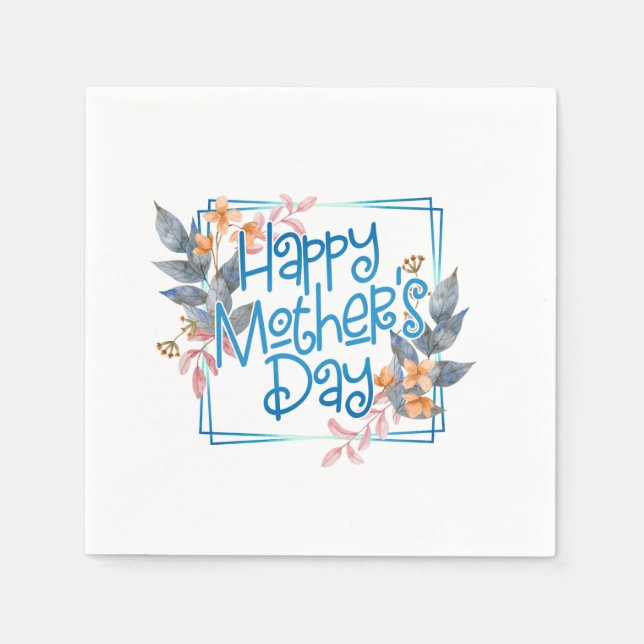 Happy Mother's Day Floral Frame | Paper Napkin (Front)