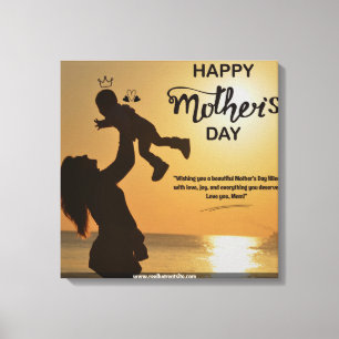 happy mothers day floral greeting card canvas print