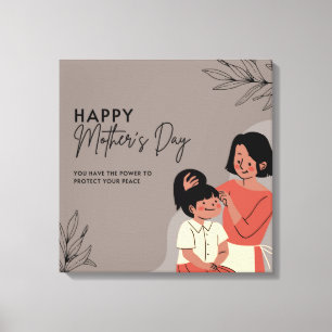 happy mothers day floral greeting card canvas print