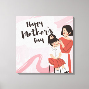 happy mothers day floral greeting card canvas print