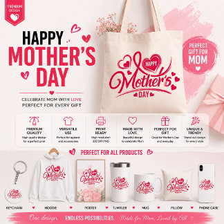 Happy Mother's Day Floral Heart Design Large Tote Bag