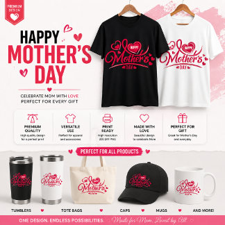 Happy Mother's Day Floral Heart T-Shirt Design