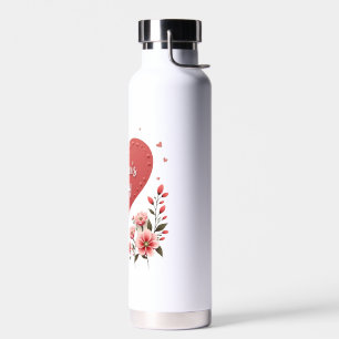 Happy Mother's Day Floral Heart Water Bottle