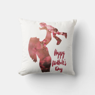 Happy mother's day, floral mum and son sketch than cushion