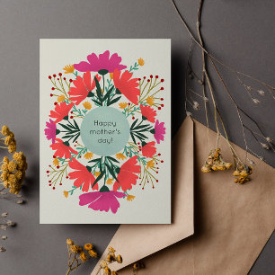 Happy mother's day floral postcard