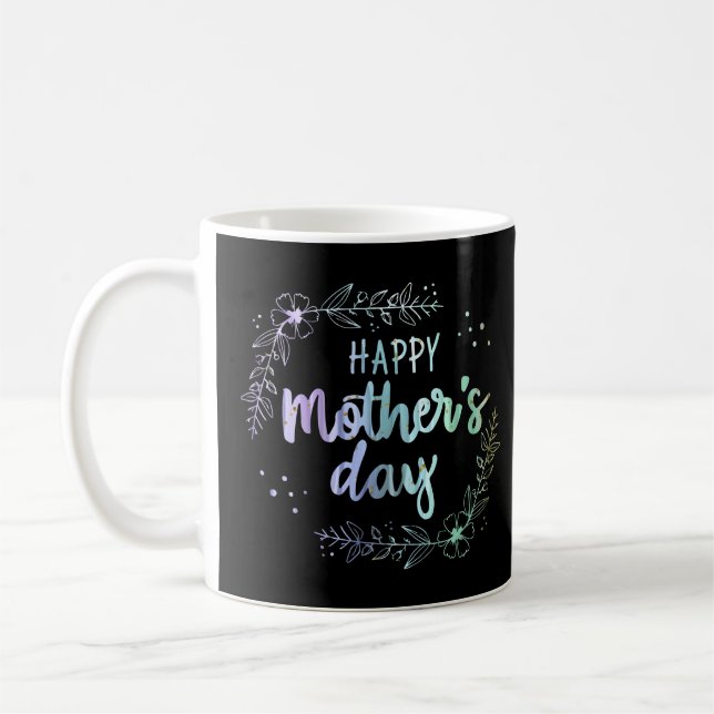 Happy Mother's Day Floral Rainbow Colours Coffee Mug (Left)