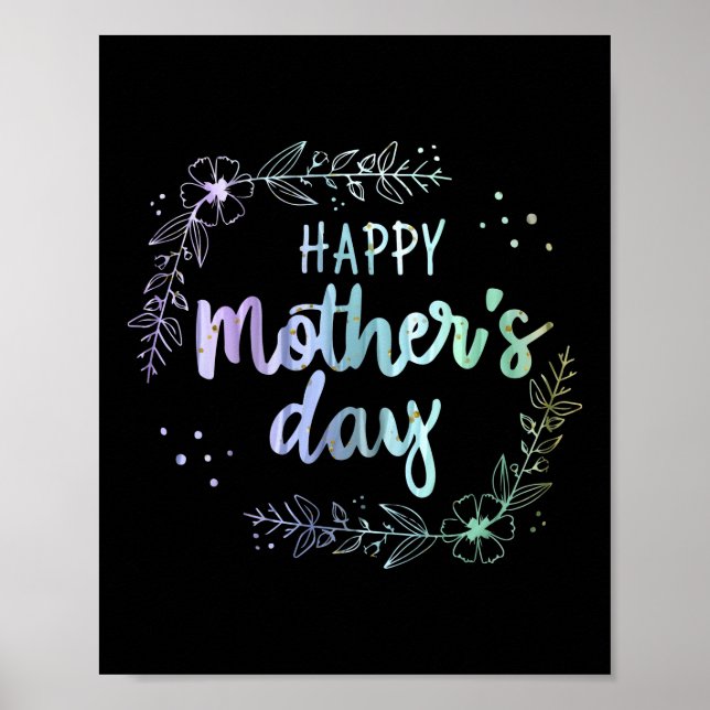 Happy Mother's Day Floral Rainbow Colours Poster (Front)