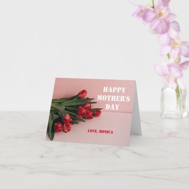 Happy Mother's Day Floral Tulips Mum Modern Cute Card (Orchid)