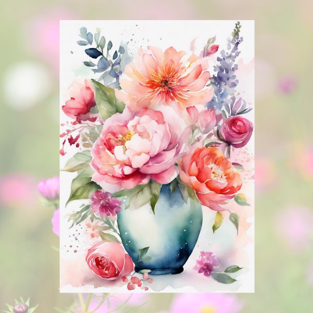 Happy Mother's Day Floral Vase Watercolor Style Card (Creator Uploaded)