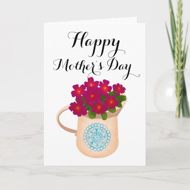 Happy Mother's Day Floral Watering Can Card (Front)