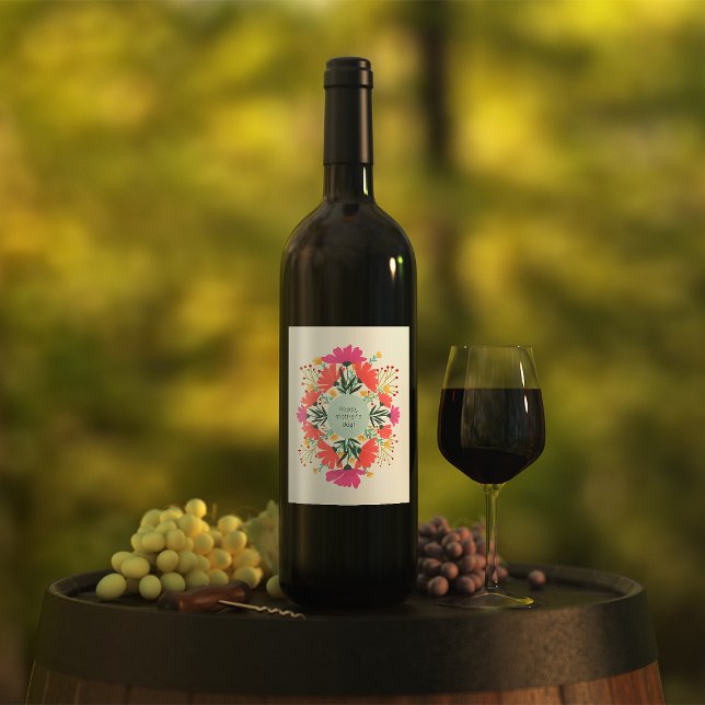 Happy mother's day floral wine label (Creator Uploaded)