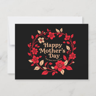 Happy Mother's Day Floral Wreath Postcard