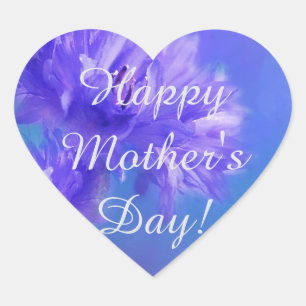Happy Mother's Day Flower Blue Purple Cornflower Heart Sticker
