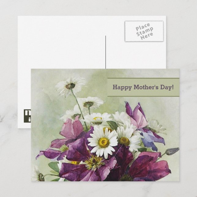 Happy Mother's Day. Flower Painting Fine Art  Postcard (Front/Back)