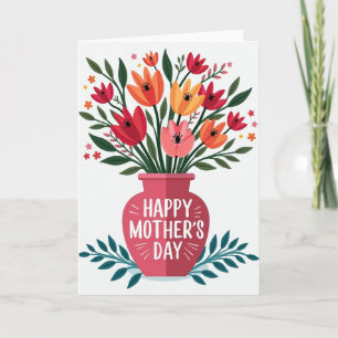 Happy Mothers Day Flower Vase Card