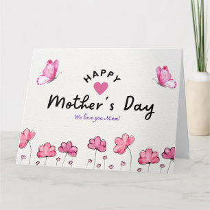 Happy Mother's Day Flowers and butterfly Card