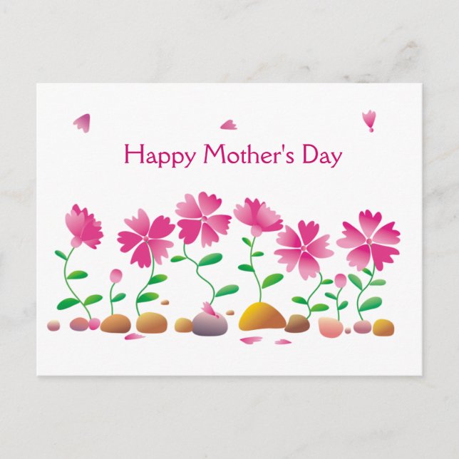 Happy Mother's day Flowers Daisies Pink Postcard (Front)