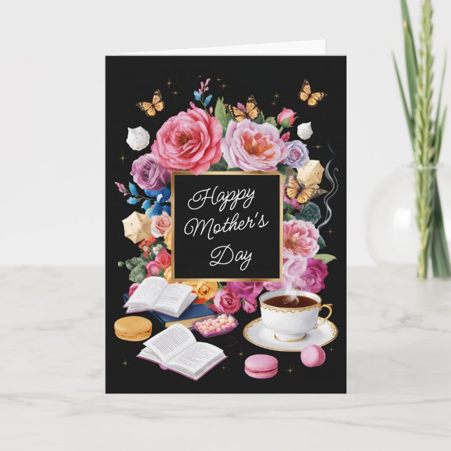 Happy Mother's Day Flowers & Macarons Customisable Card (Front)