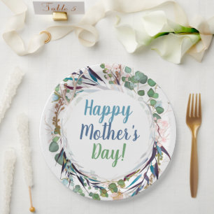 Happy Mother's Day Foliage and Herbs Paper Plate