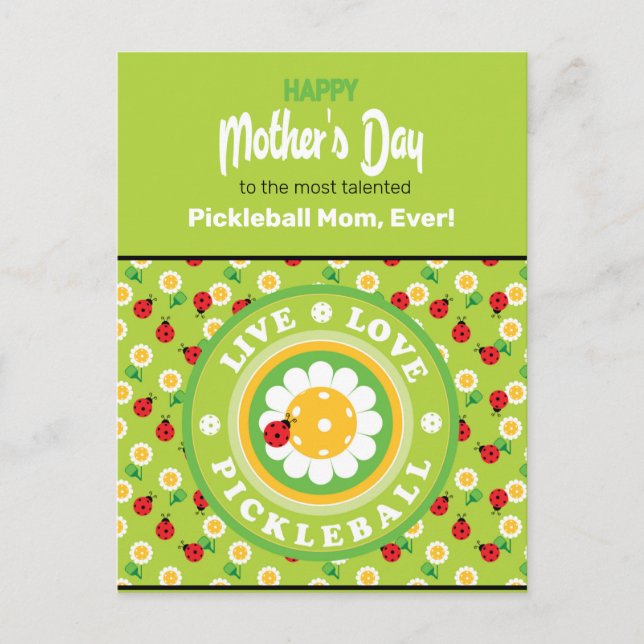 Happy Mother's Day for Pickleball Mum, cute Postcard (Front)