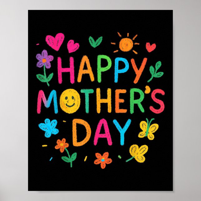 Happy Mothers Day For Toddler Baby Kids Saying For Poster (Front)